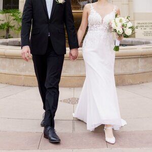 JJ's House Civil Wedding Dress V-Neck Lace